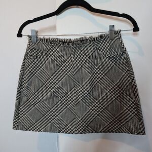 Zara Trafaluc Tweed Fringe Plaid Heritage Print Mini Skirt Sz 24